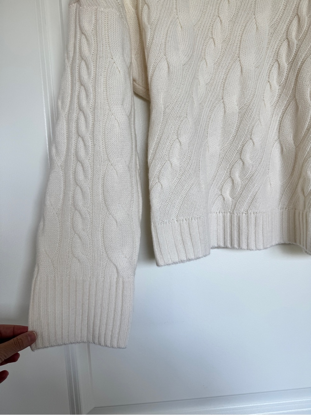 NWT J. CREW Spring Street Cashmere Twisted Cable-knit Sweater Ivory Medium CO589 - Picture 7 of 15
